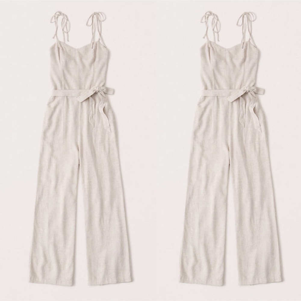 NWOT Tie-Strap Linen Blend Jumpsuit